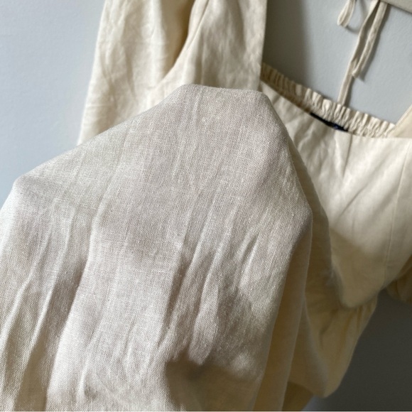 GAP Linen Blend Cream Puff Sleeve Mini Dress M - Picture 9 of 14
